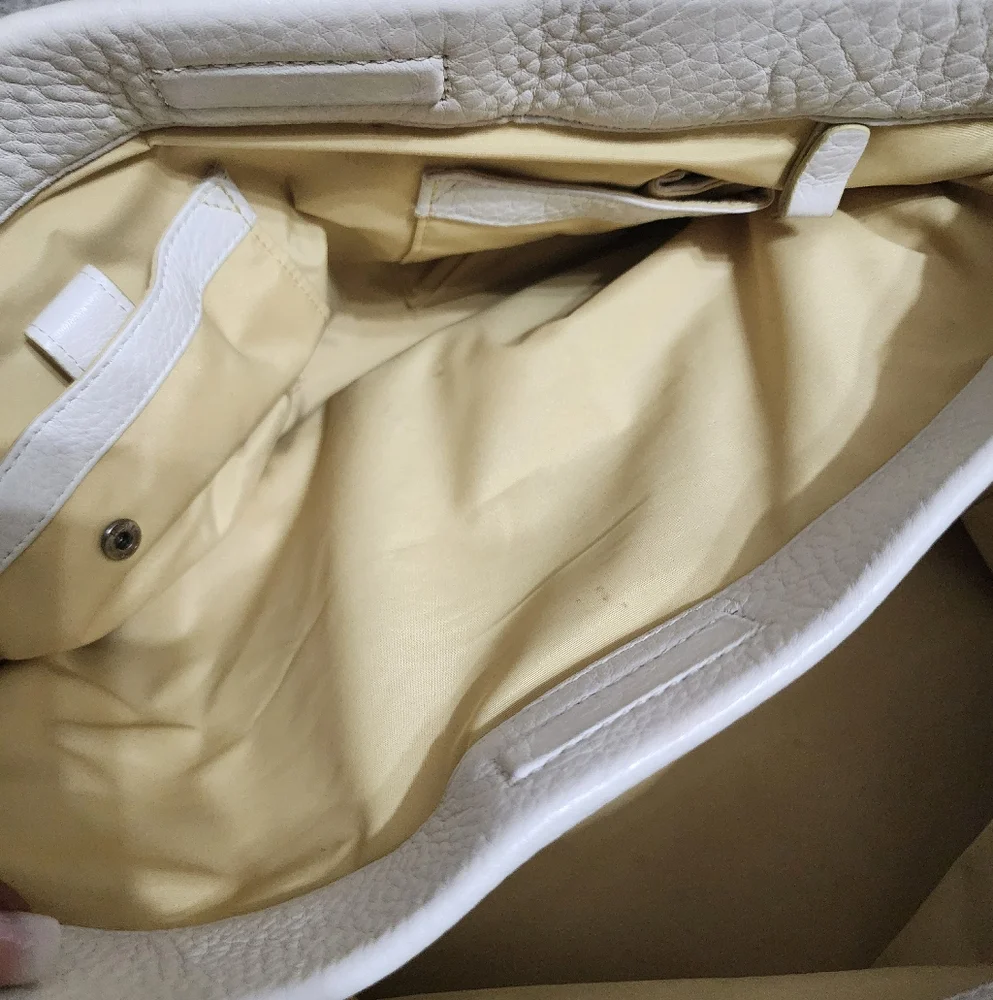 COLE HAAN Large White Leather Tote